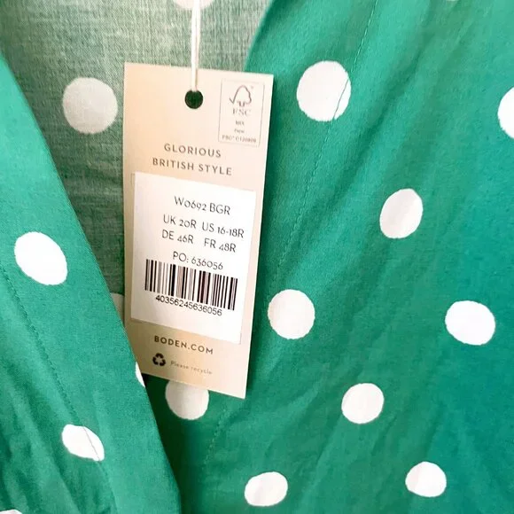 NWT Boden Women's Short Sleeve Shirt Dress, Size 16/18 - Picture 4 of 6